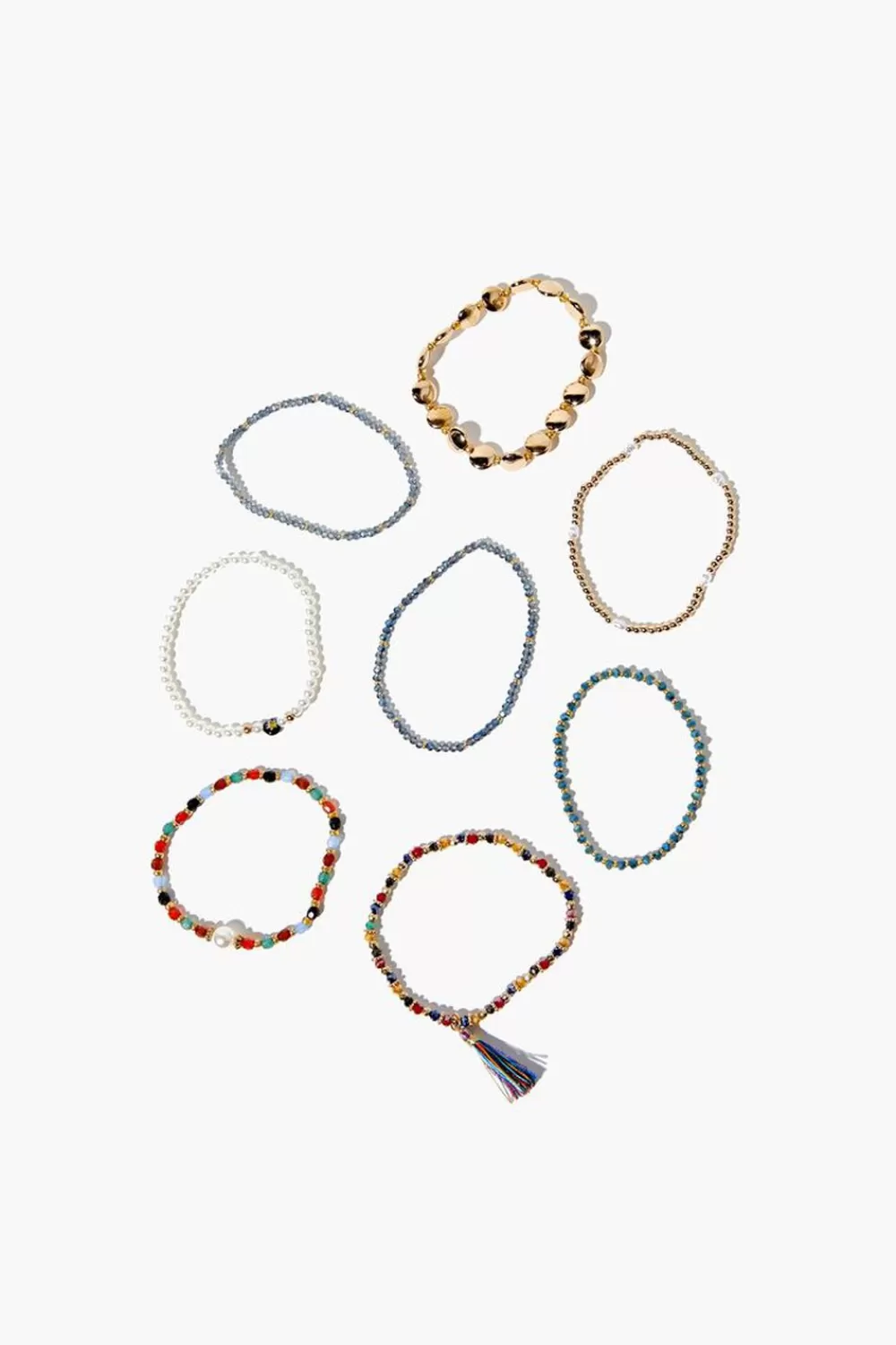 Bracelets>Forever 21 Beaded Stretch Bracelet Set Blue/Multi