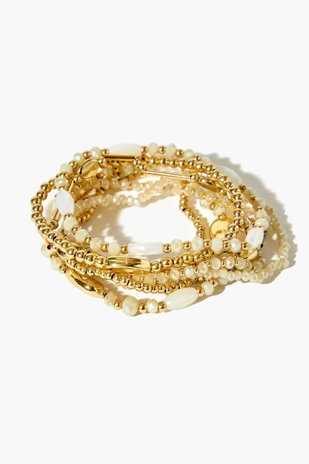 Bracelets>Forever 21 Beaded Stretch Bracelet Set Gold