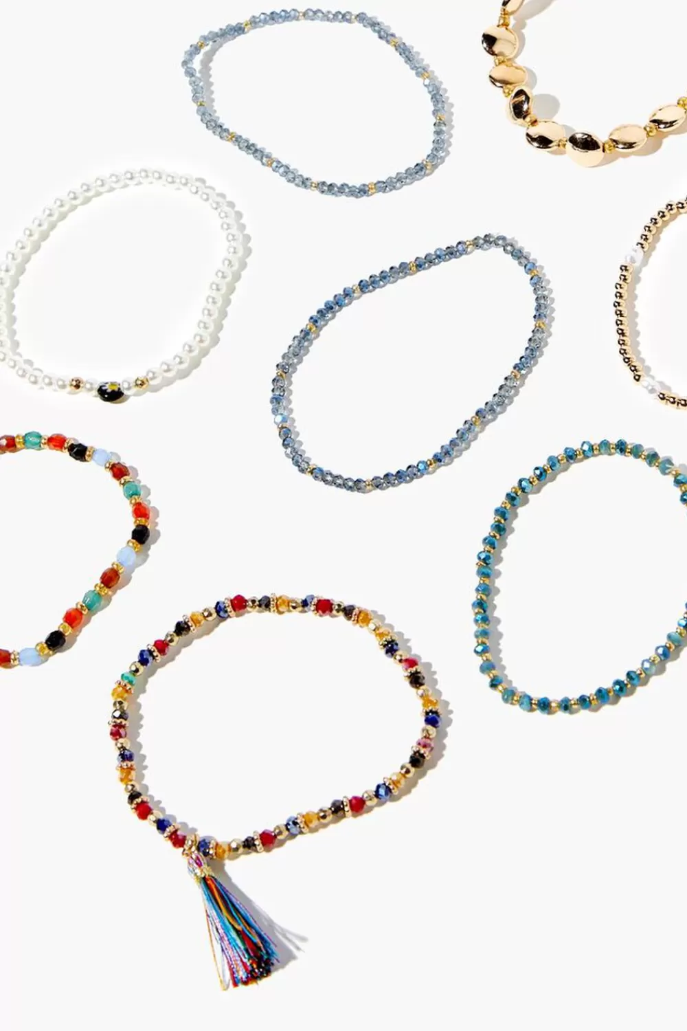 Bracelets>Forever 21 Beaded Stretch Bracelet Set Blue/Multi