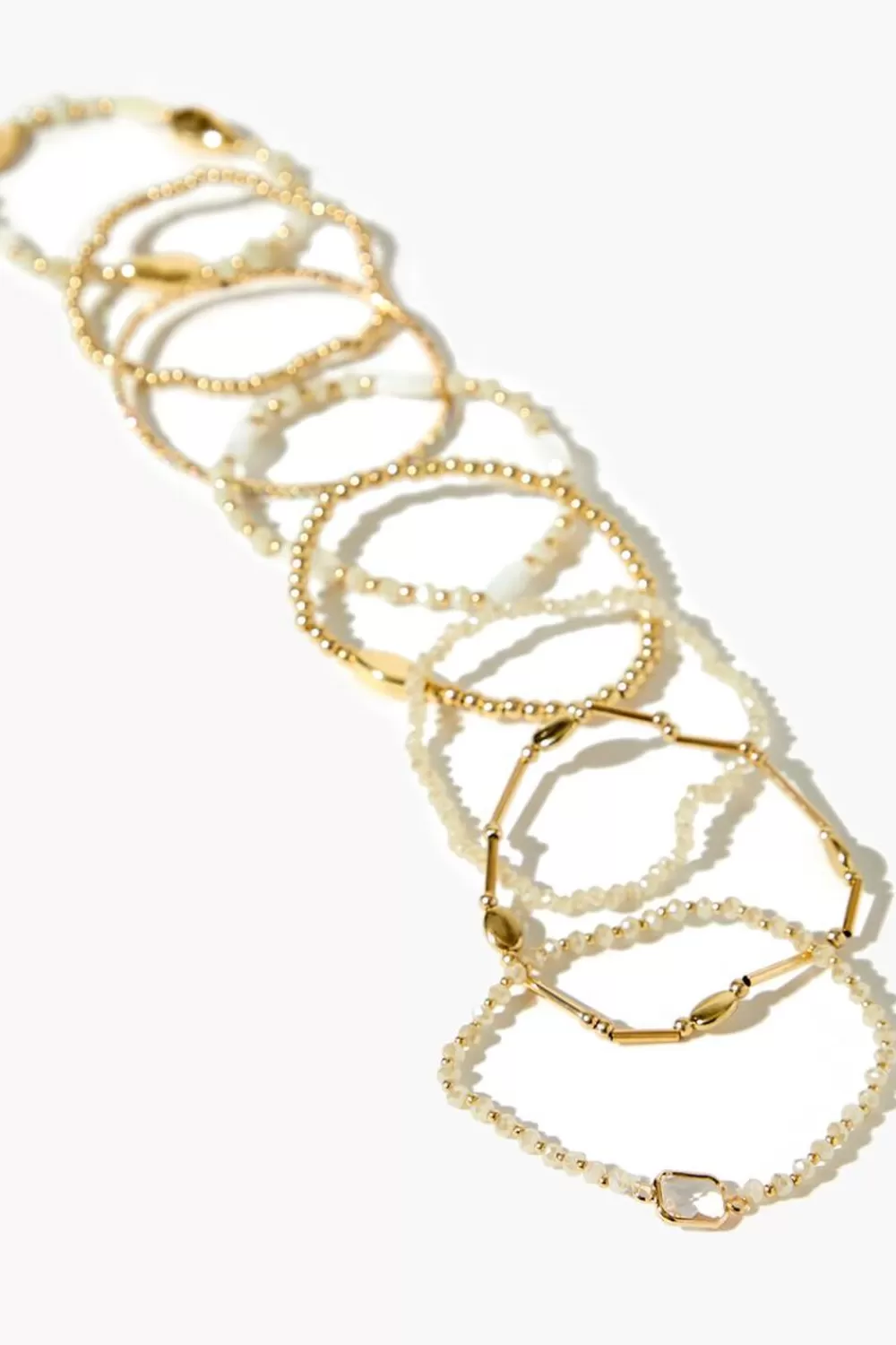 Bracelets>Forever 21 Beaded Stretch Bracelet Set Gold