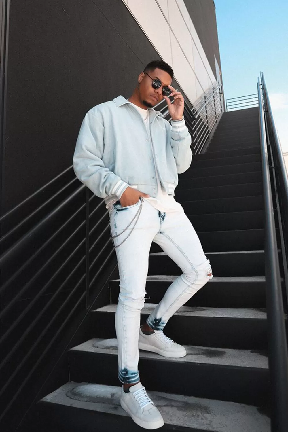 Jeans + Denim>Forever 21 Bleach Dye Skinny Jeans Light Denim