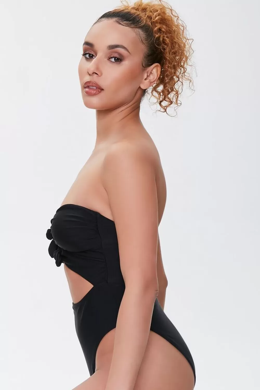 Swimwear>Forever 21 Bow Cutout One-Piece Swimsuit Black