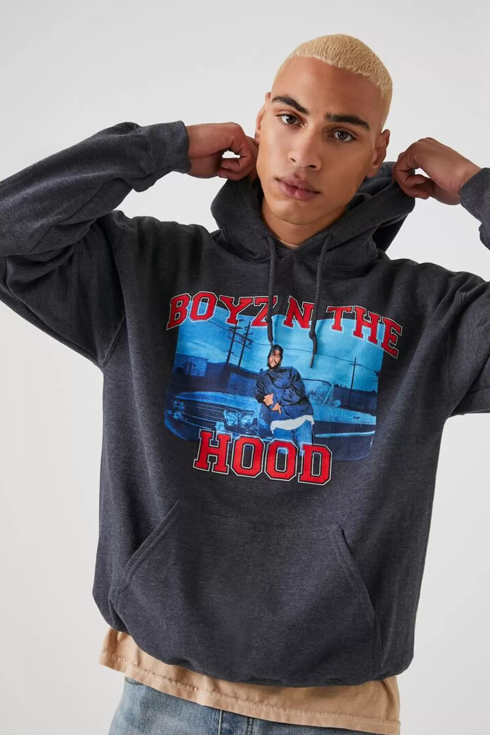 Graphic Tees>Forever 21 Boyz N The Hood Graphic Hoodie Charcoal/Multi