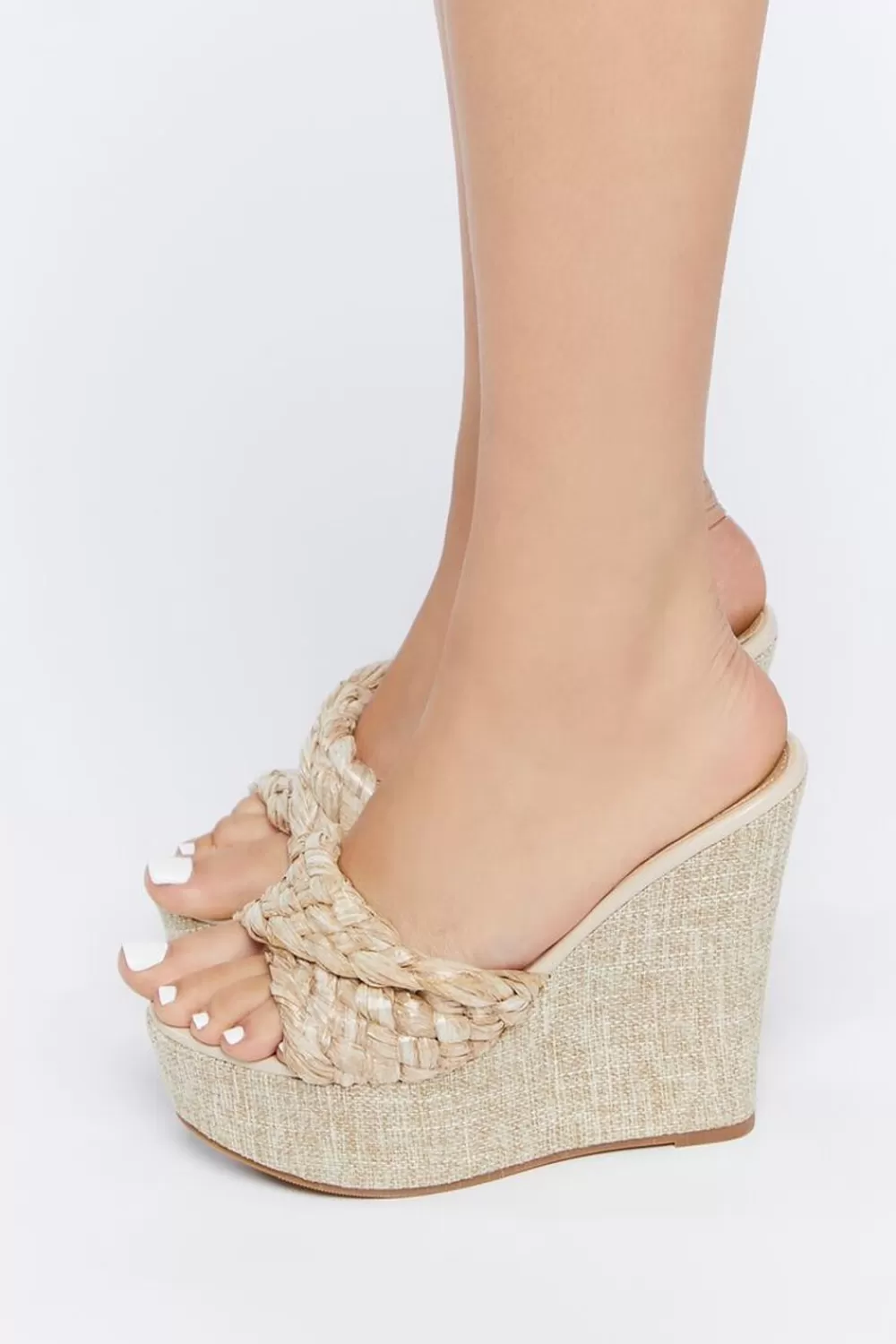 Wedges + Platforms>Forever 21 Braided-Strap Wedges Nude