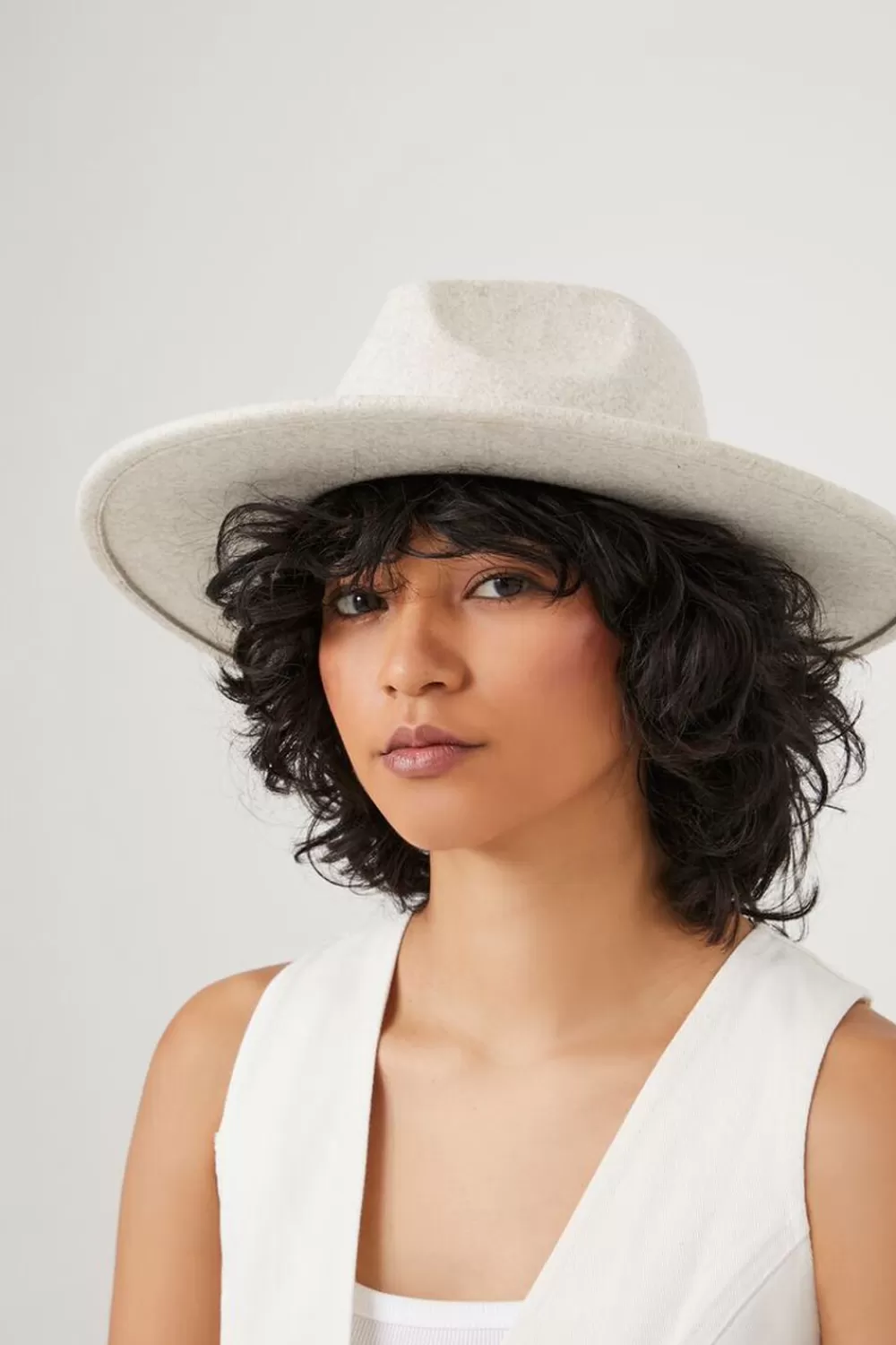 Hats + Beanies>Forever 21 Braided-Trim Brushed Fedora Oatmeal/Oatmeal