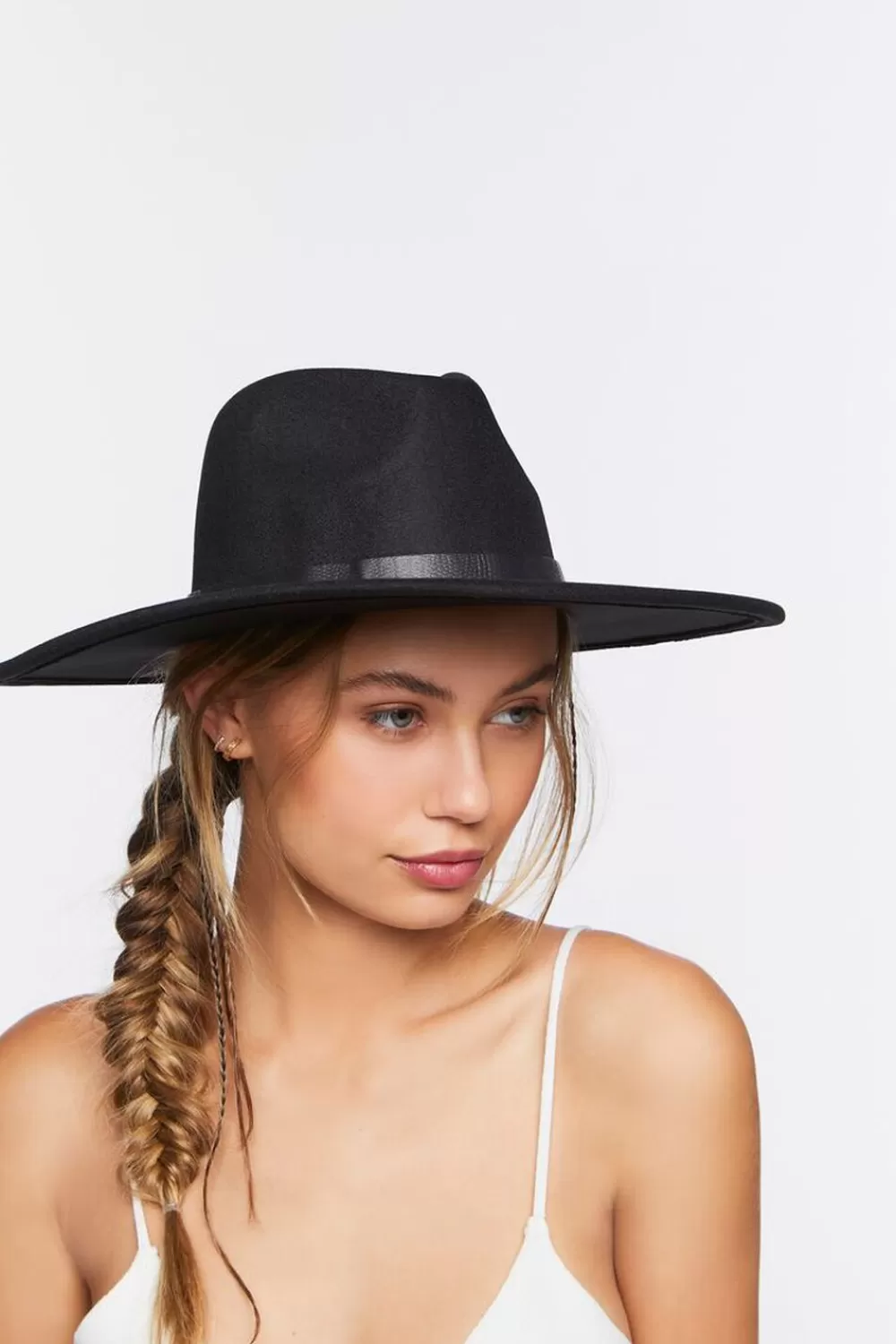 Hats + Beanies>Forever 21 Brushed Velvet-Trim Fedora Black/Black