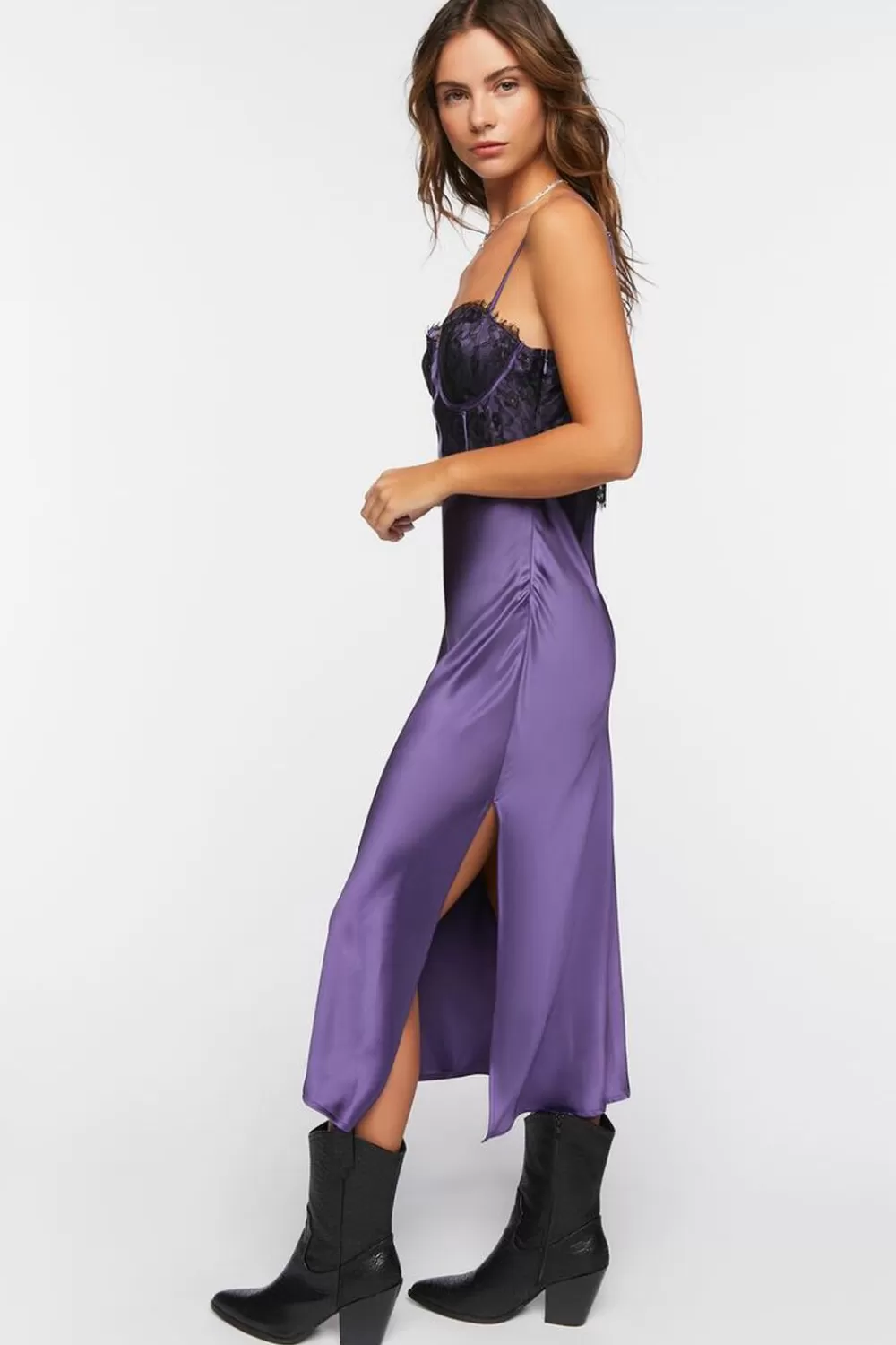 Forever 21 Bustier Satin Slip Midi Dress | Women Dresses