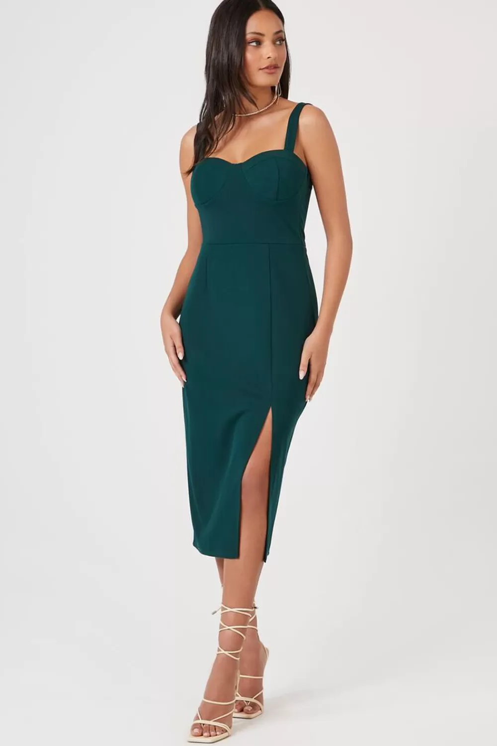 Forever 21 Bustier Slit Midi Dress | Women Dresses