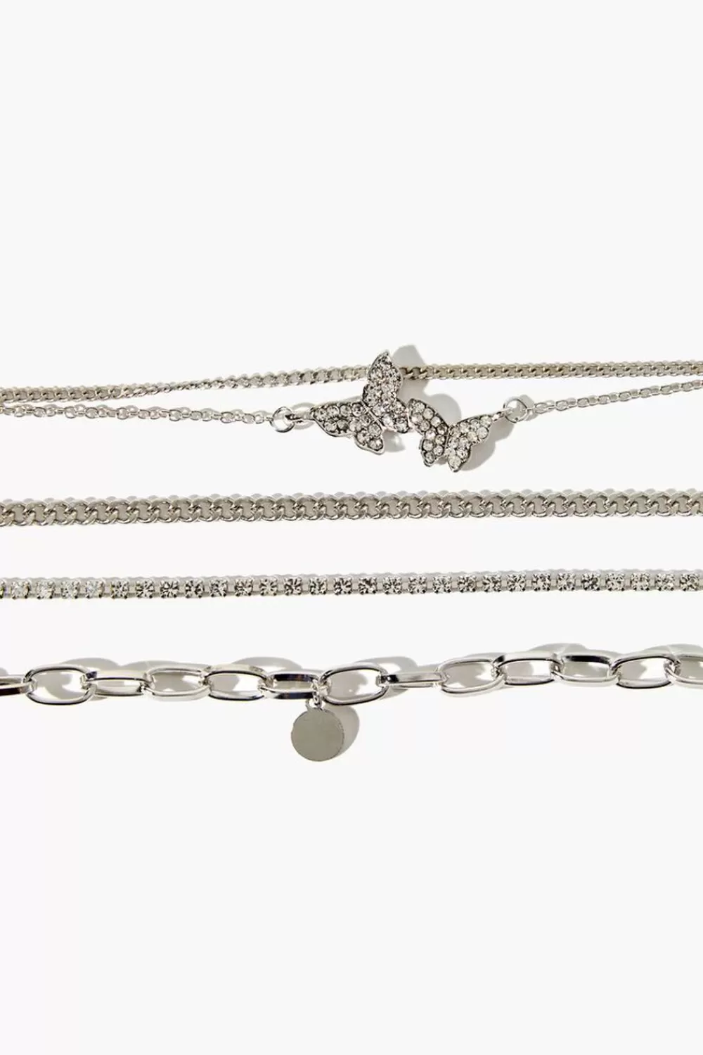 Bracelets>Forever 21 Butterfly Chain Bracelet Set Silver