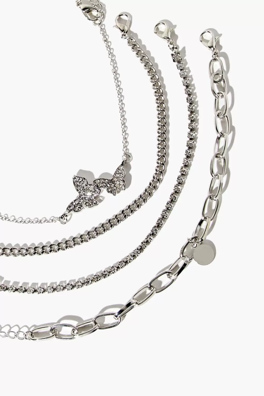 Bracelets>Forever 21 Butterfly Chain Bracelet Set Silver