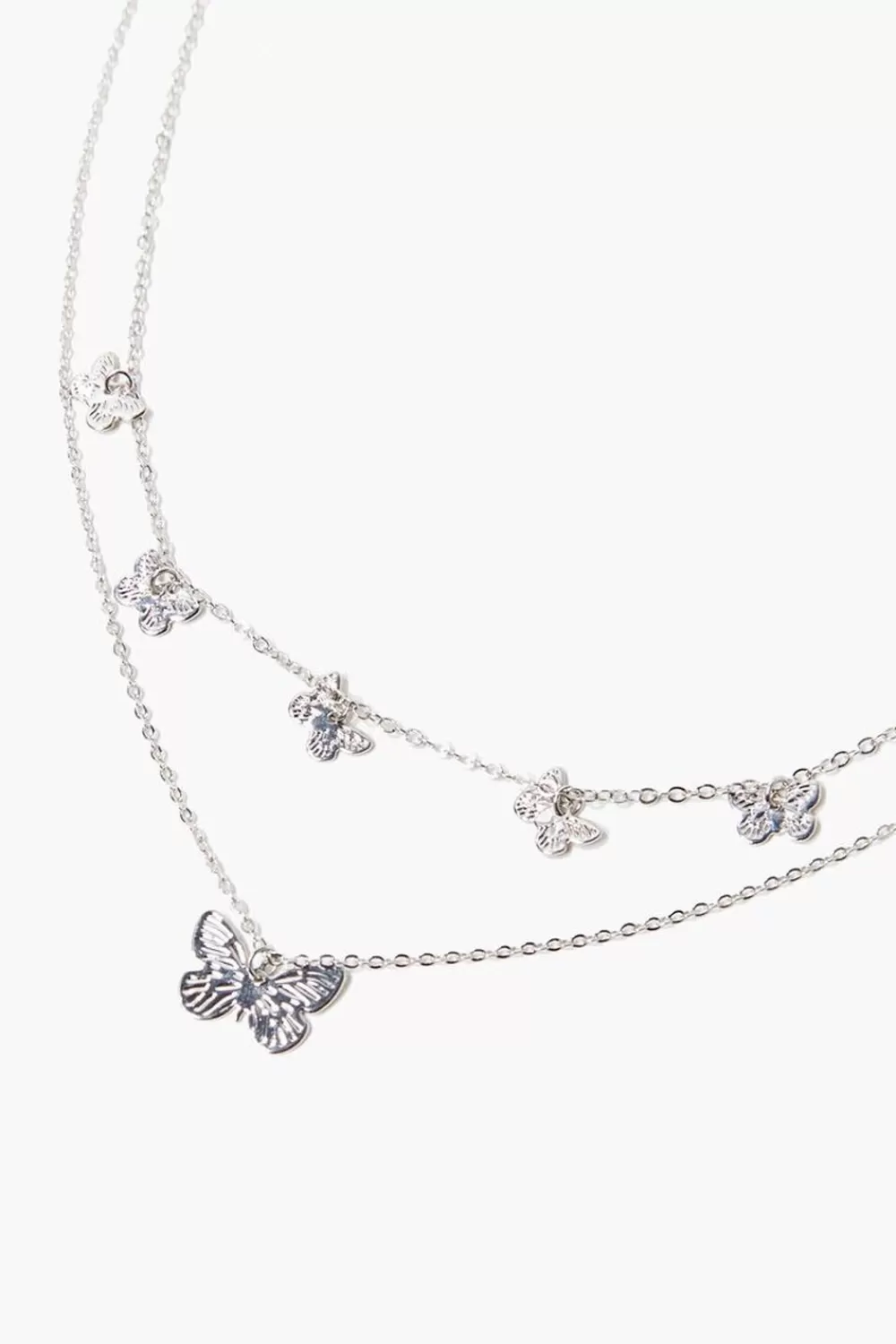 Necklaces>Forever 21 Butterfly Charm Layered Necklace Silver