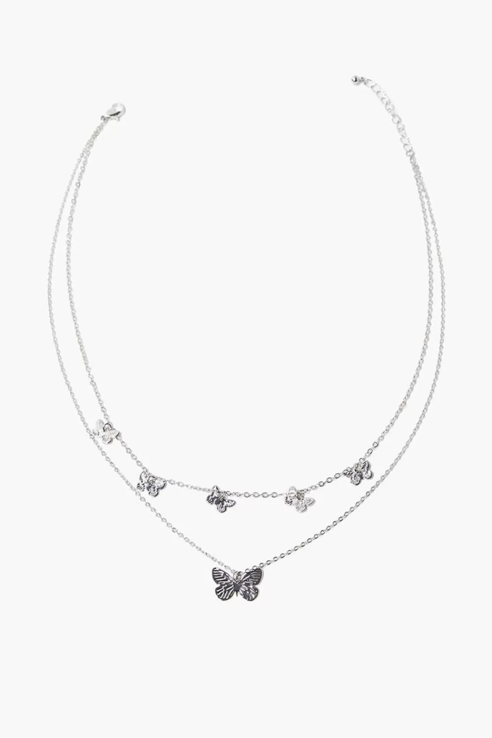 Necklaces>Forever 21 Butterfly Charm Layered Necklace Silver