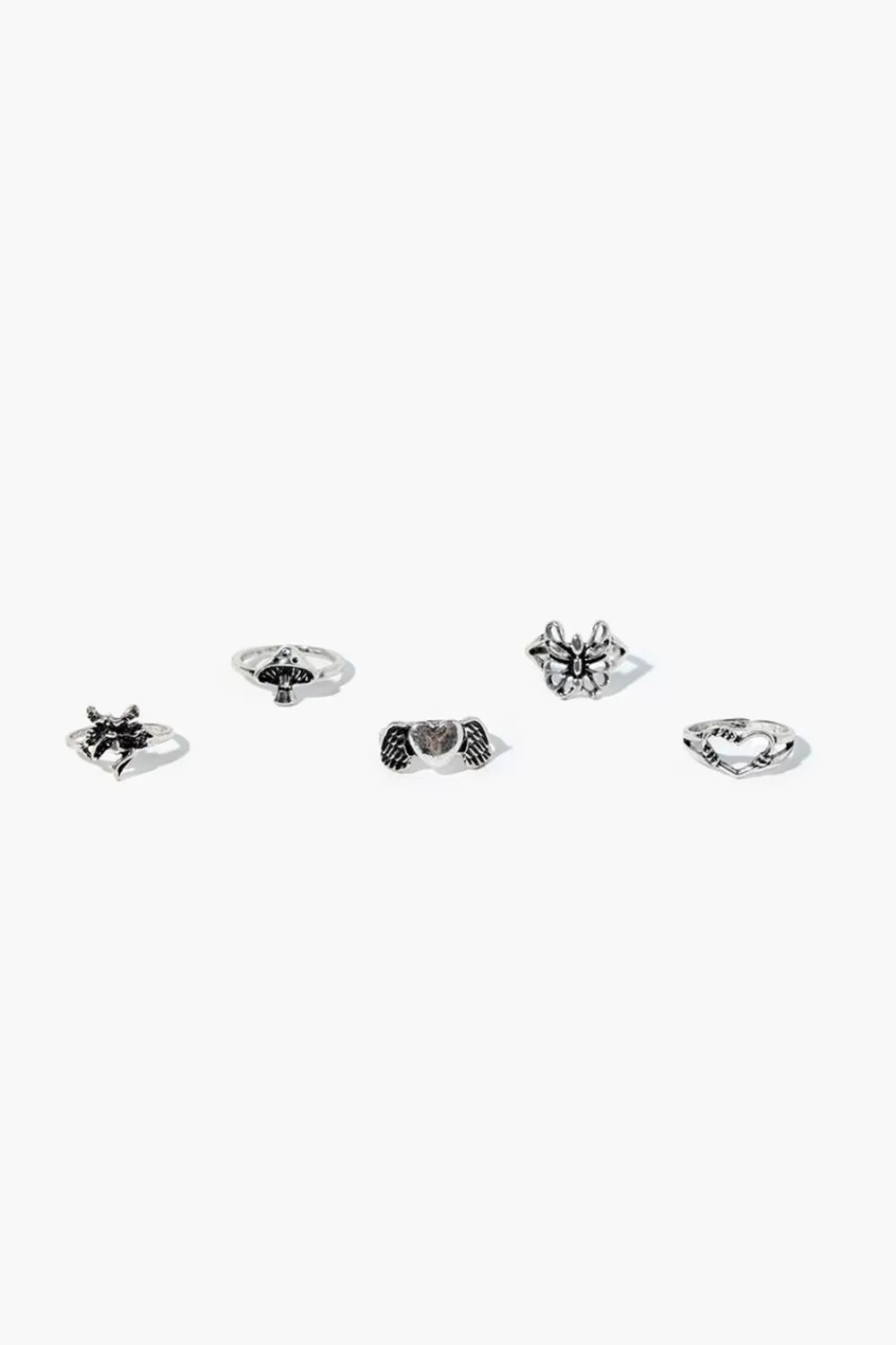 Rings>Forever 21 Butterfly Charm Ring Set Silver