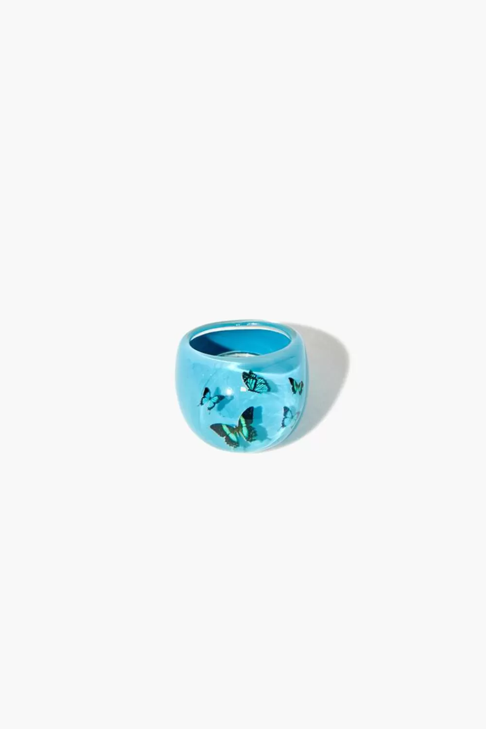 Rings>Forever 21 Butterfly Cocktail Ring Blue