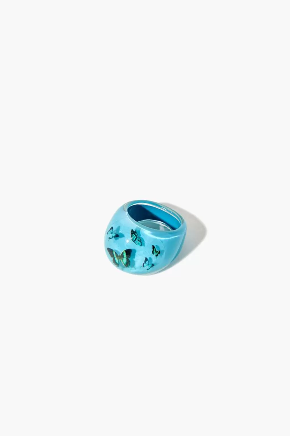 Rings>Forever 21 Butterfly Cocktail Ring Blue