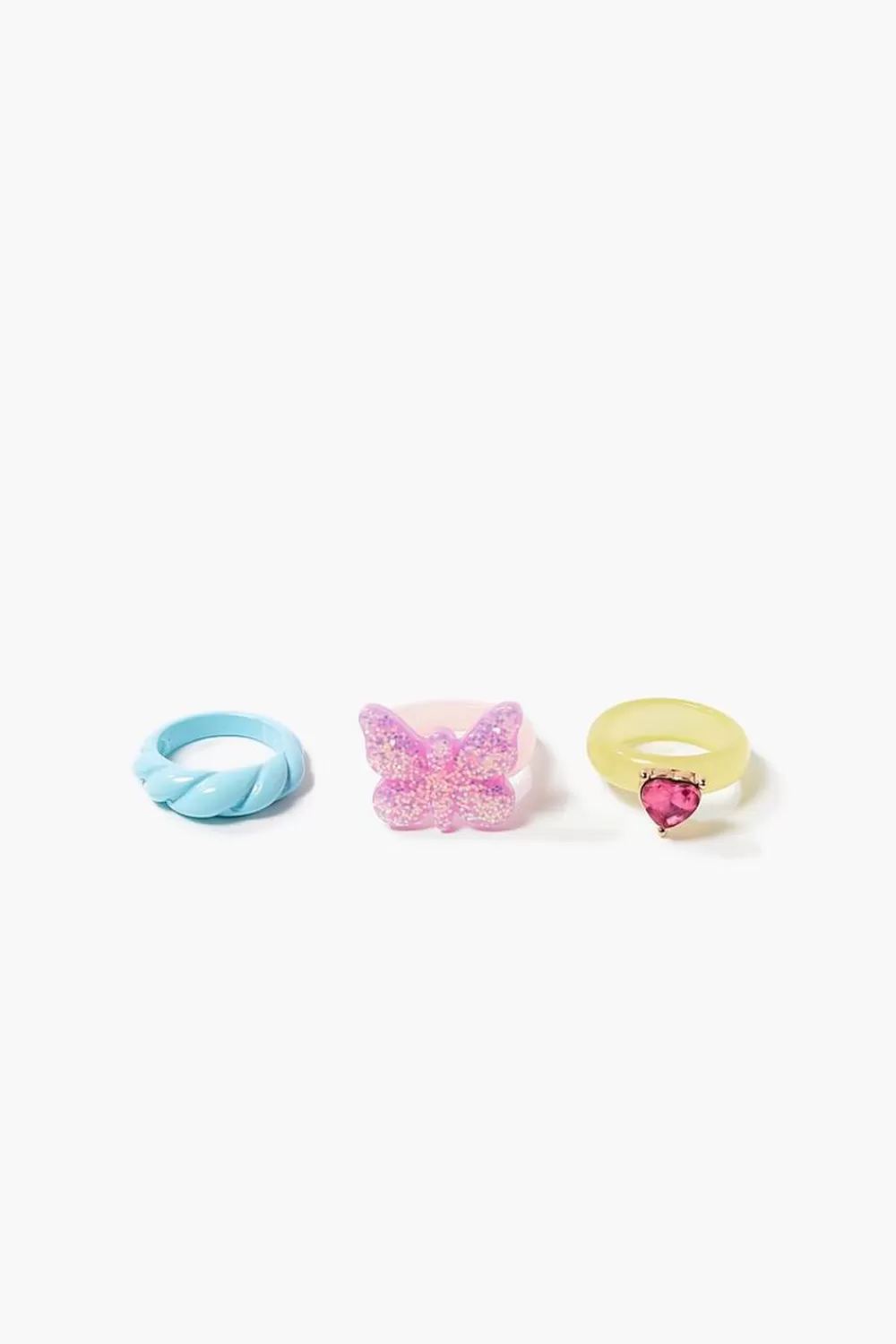 Rings>Forever 21 Butterfly Cocktail Ring Set Pink/Blue