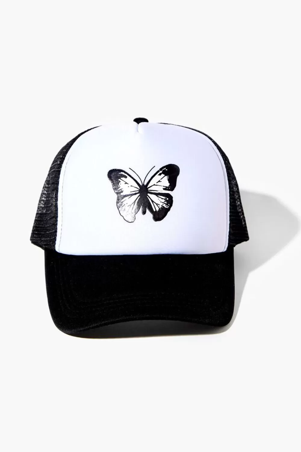 Hats + Beanies>Forever 21 Butterfly Graphic Trucker Hat White/Black