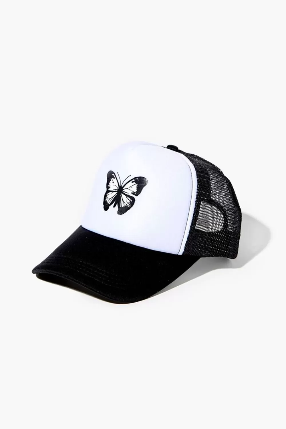 Hats + Beanies>Forever 21 Butterfly Graphic Trucker Hat White/Black