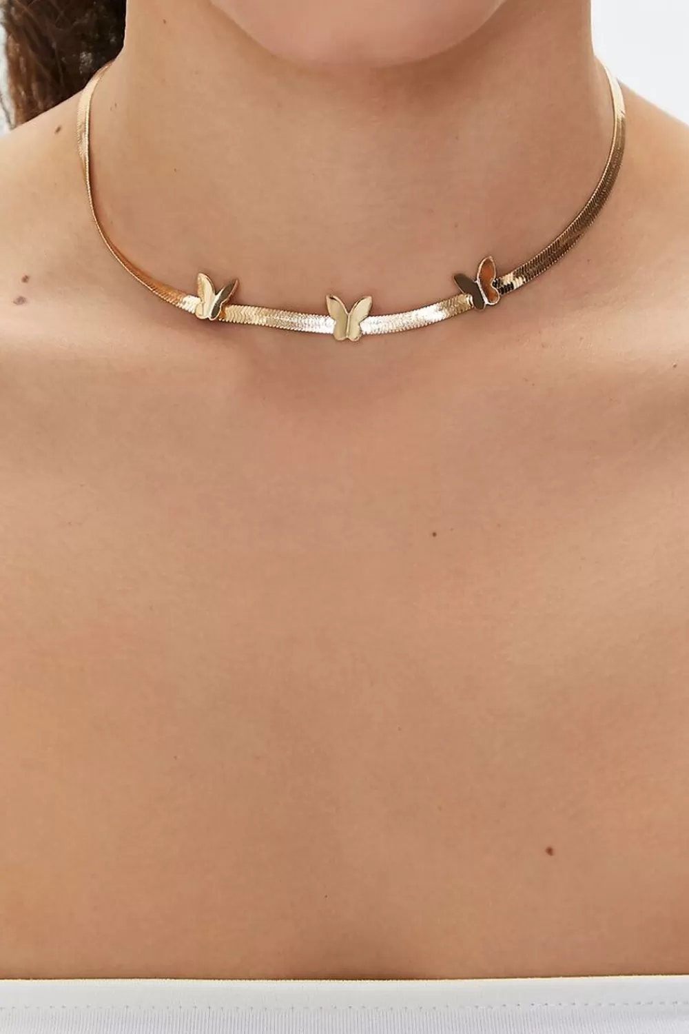 Necklaces>Forever 21 Butterfly Snake Chain Necklace Gold