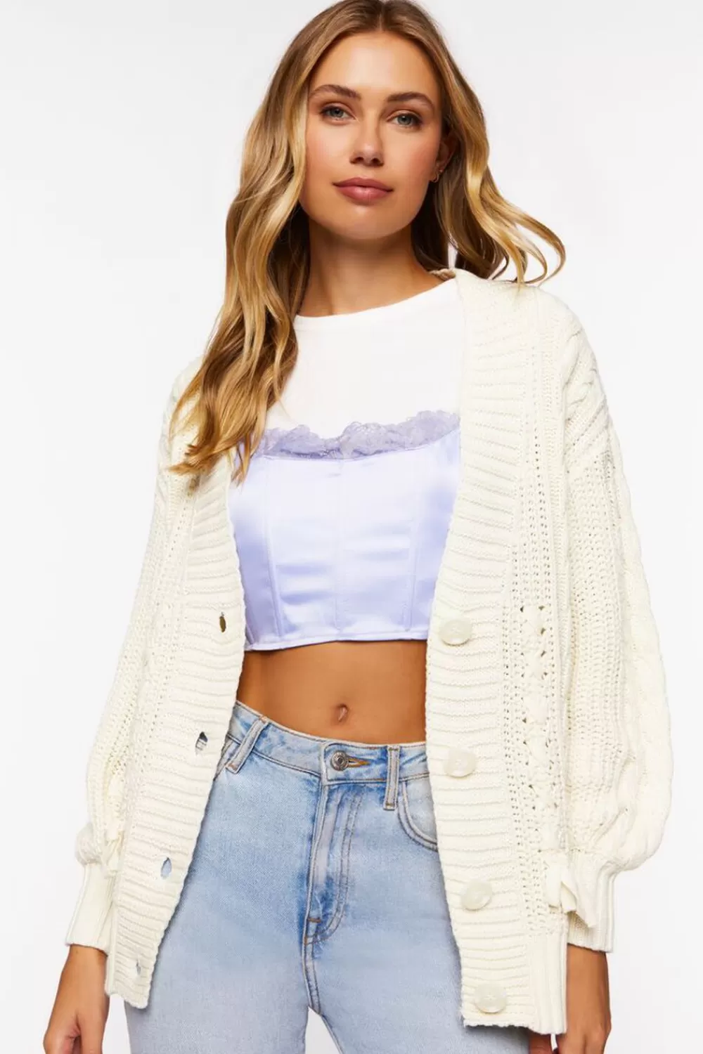 Forever 21 Cable Knit Cardigan Sweater | Women Tops