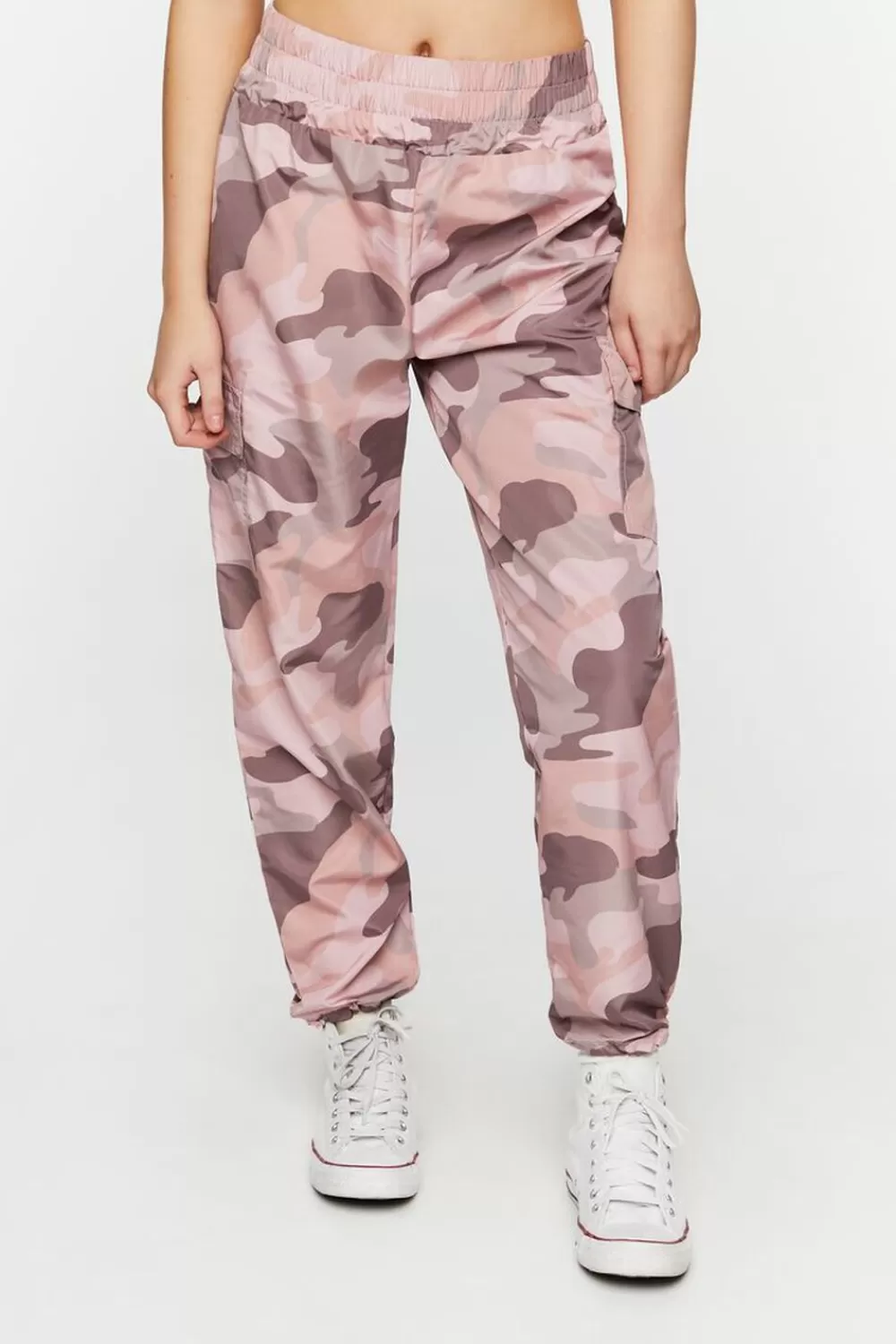 Bottoms>Forever 21 Camo Print Smocked Joggers Pink/Multi