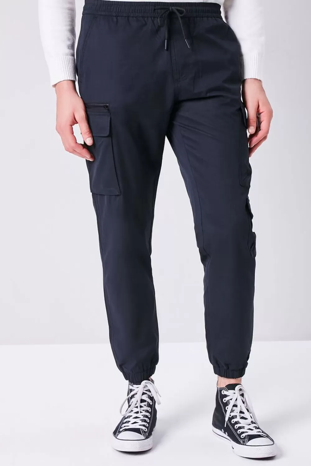 Bottoms>Forever 21 Cargo Drawstring Joggers Black