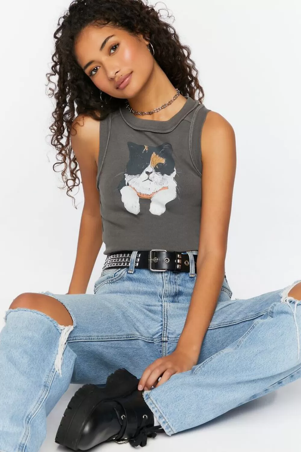 Forever 21 Cat Graphic Tank Top | Women Tops