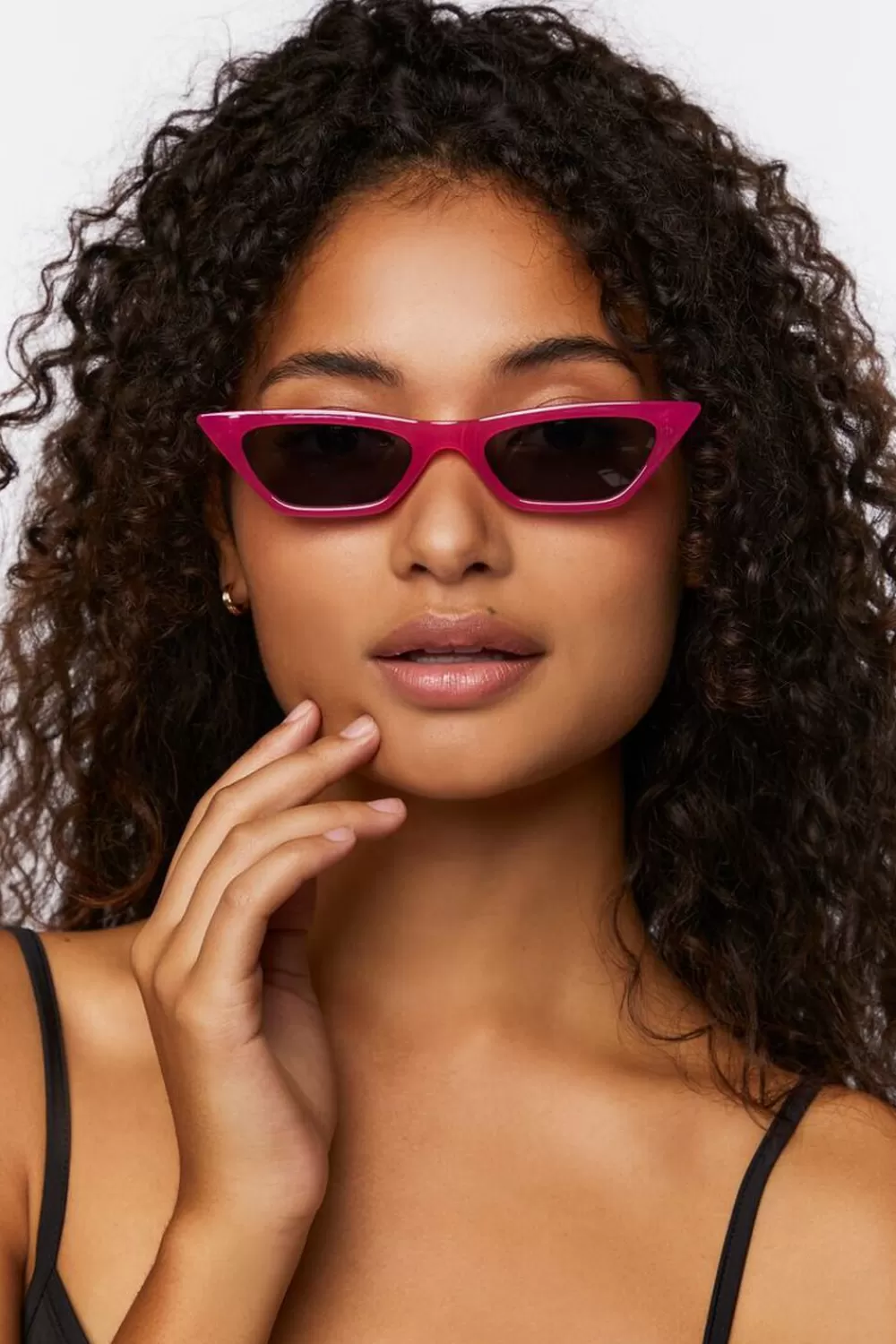 Sunglasses + Readers>Forever 21 Cat-Eye Frame Sunglasses Pink/Black