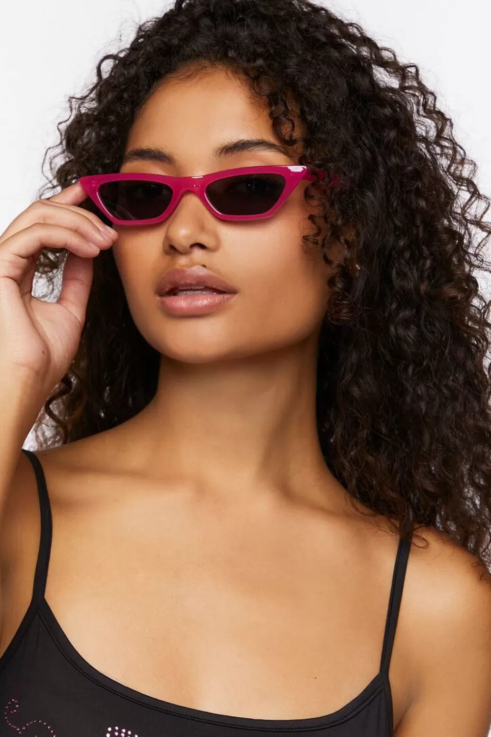 Sunglasses + Readers>Forever 21 Cat-Eye Frame Sunglasses Pink/Black