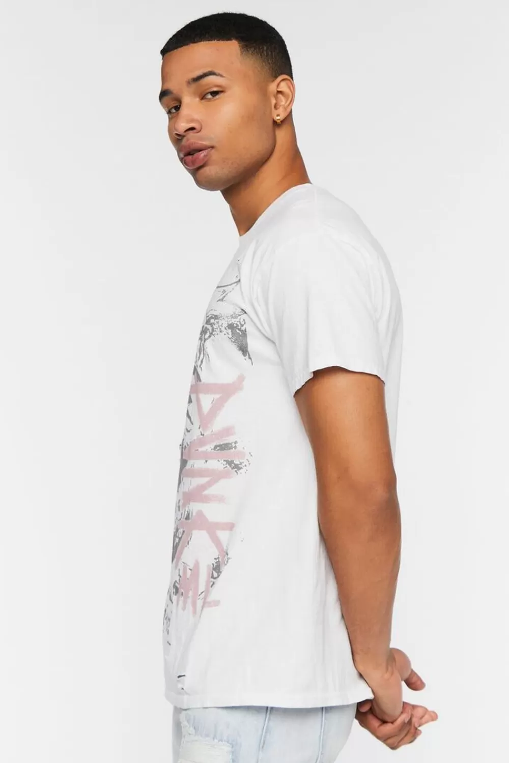 Graphic Tees>Forever 21 Cbgb & Omfug Distressed Graphic Tee Cream/Multi