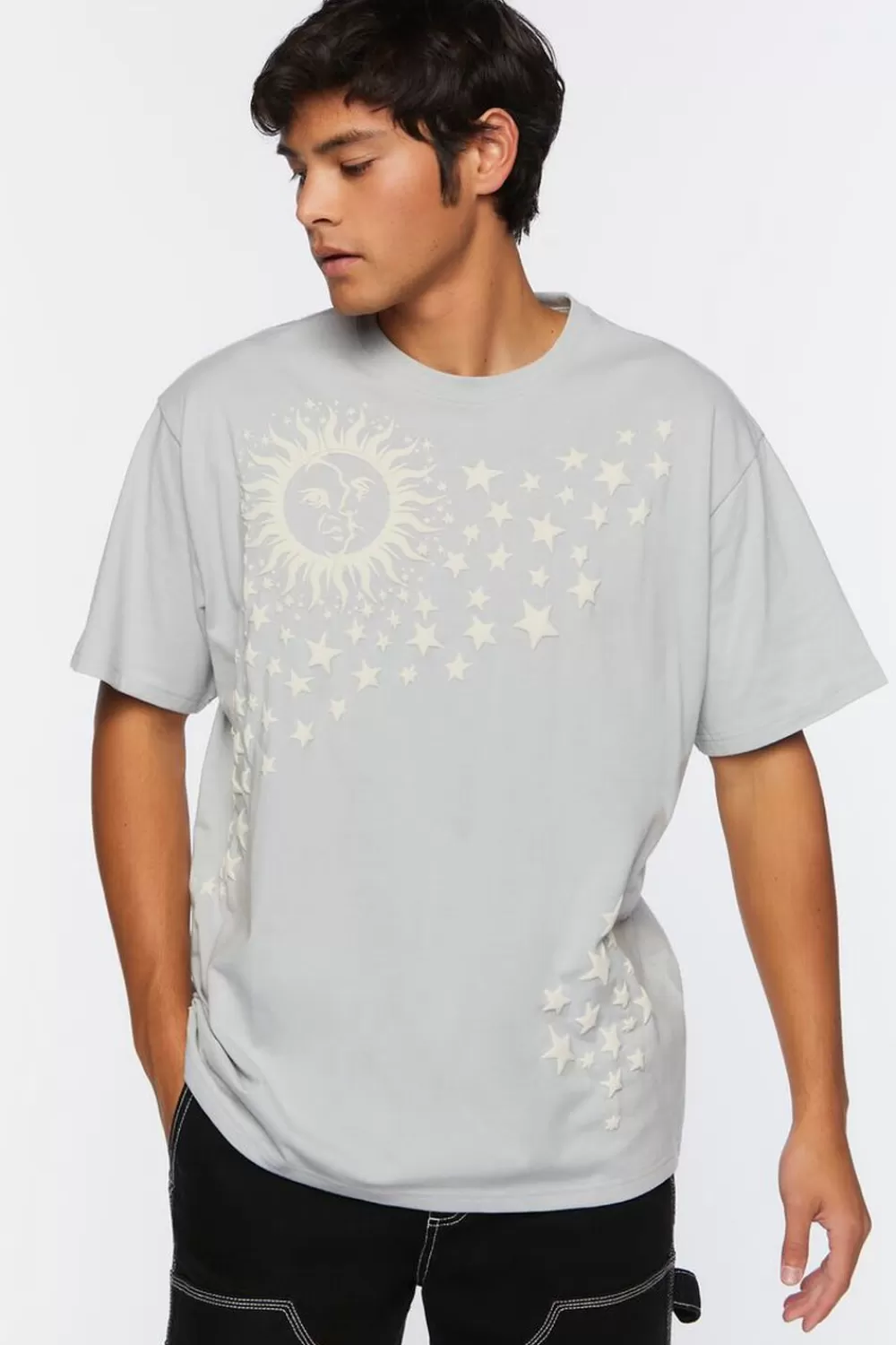 Graphic Tees>Forever 21 Celestial Graphic Tee Light Grey