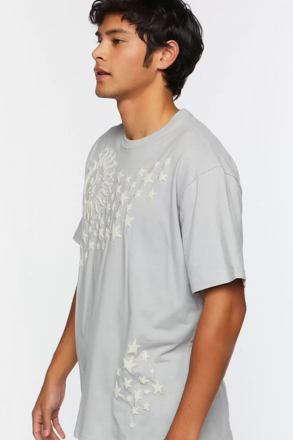 Graphic Tees>Forever 21 Celestial Graphic Tee Light Grey