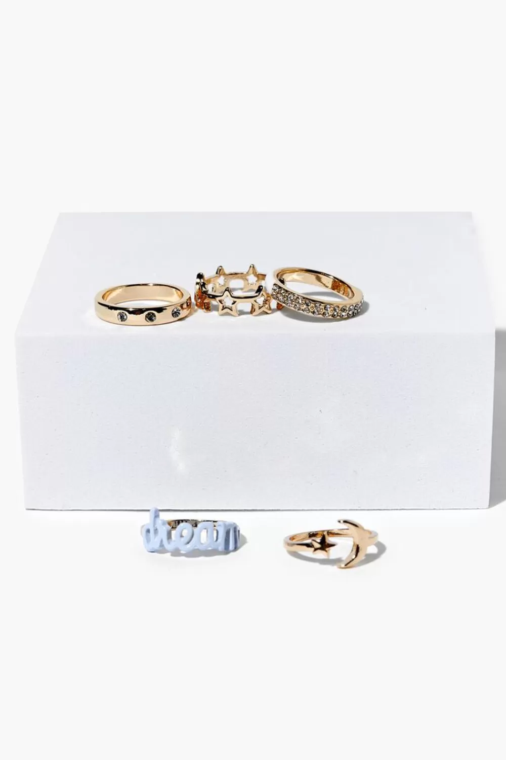 Rings>Forever 21 Celestial Rhinestone Ring Set Gold/Blue