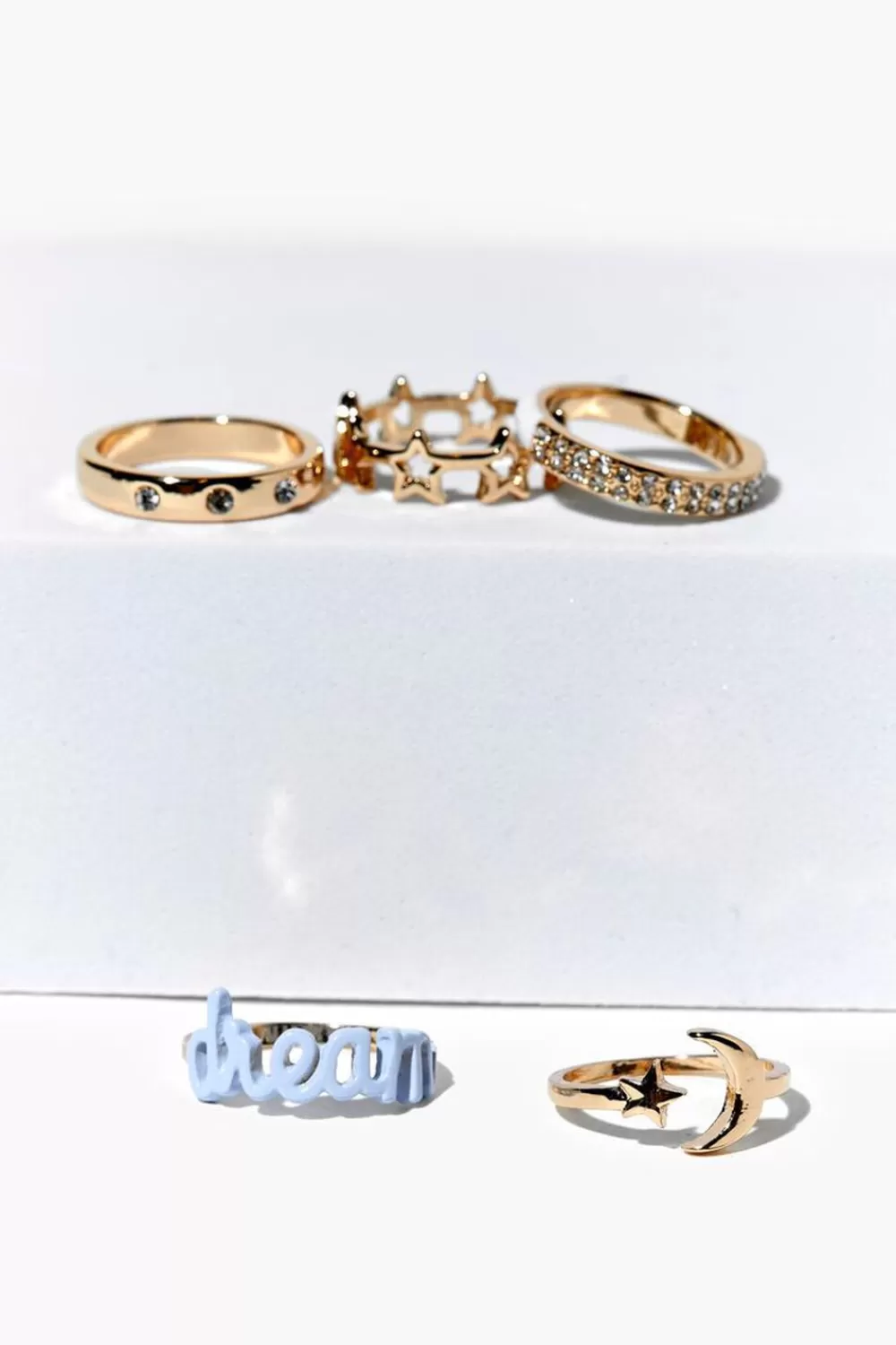 Rings>Forever 21 Celestial Rhinestone Ring Set Gold/Blue