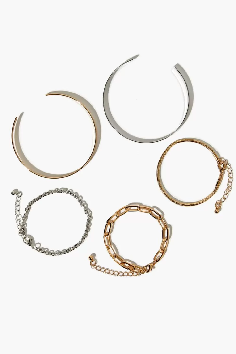Bracelets>Forever 21 Chain & Bangle Bracelet Set Gold/Silver