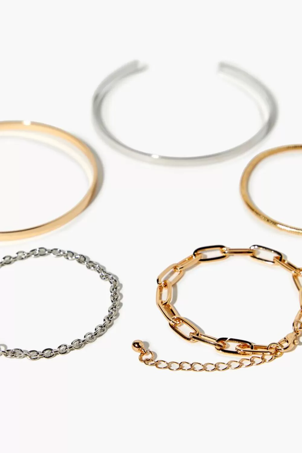 Bracelets>Forever 21 Chain & Bangle Bracelet Set Gold/Silver