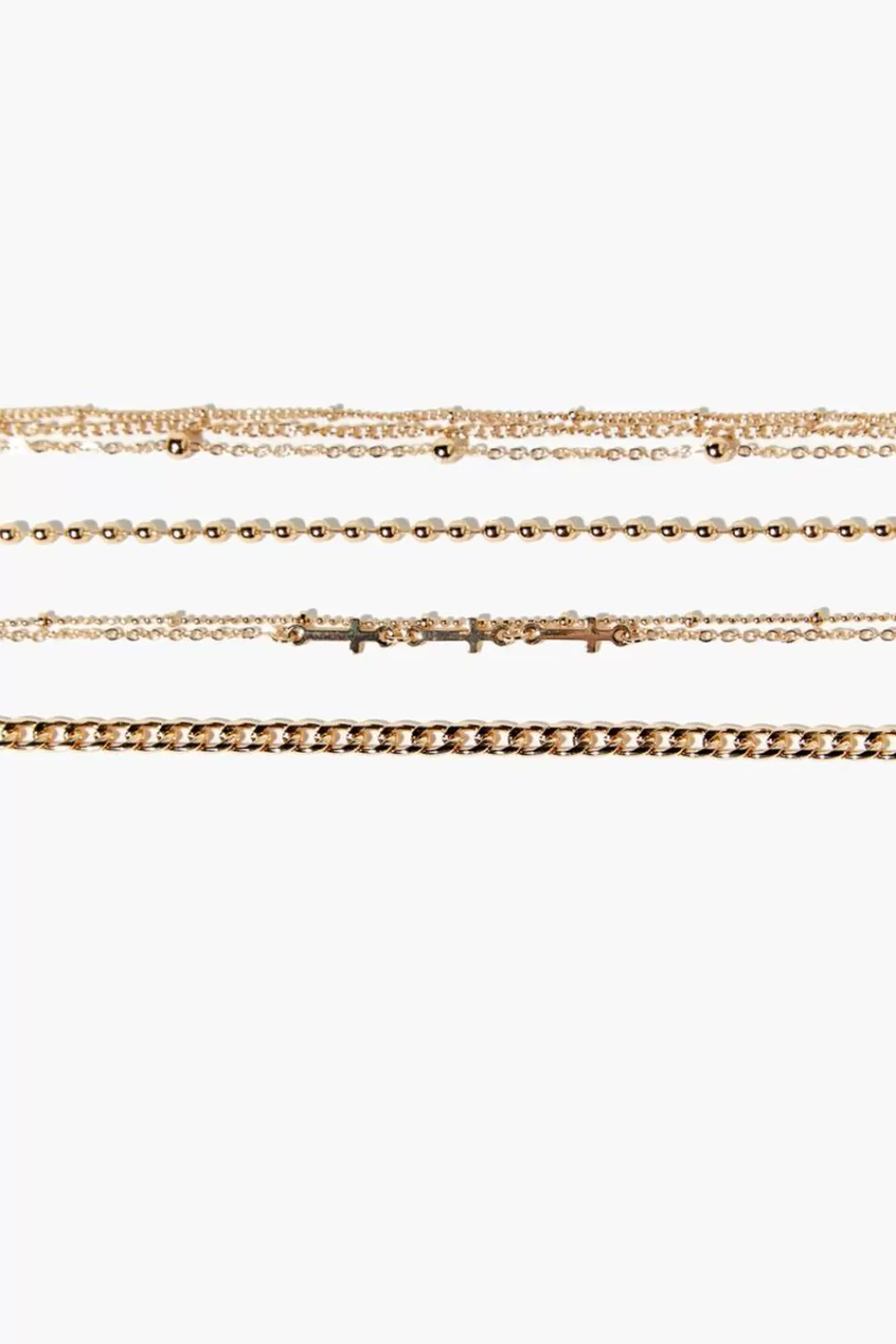 Bracelets>Forever 21 Chain & Cross Bracelet Set Gold