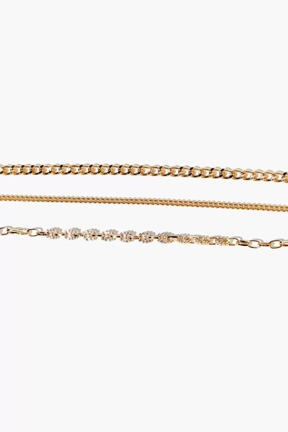 Bracelets>Forever 21 Chain Bracelet Set Clear/Gold