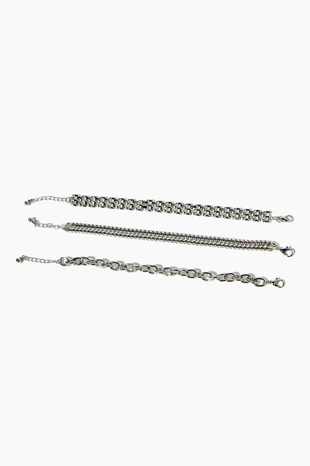 Bracelets>Forever 21 Chain Bracelet Set Silver