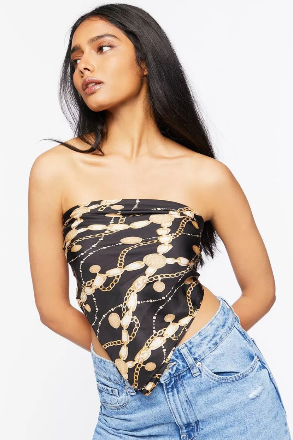 Scarves + Gloves>Forever 21 Chain Print Scarf Black/Multi