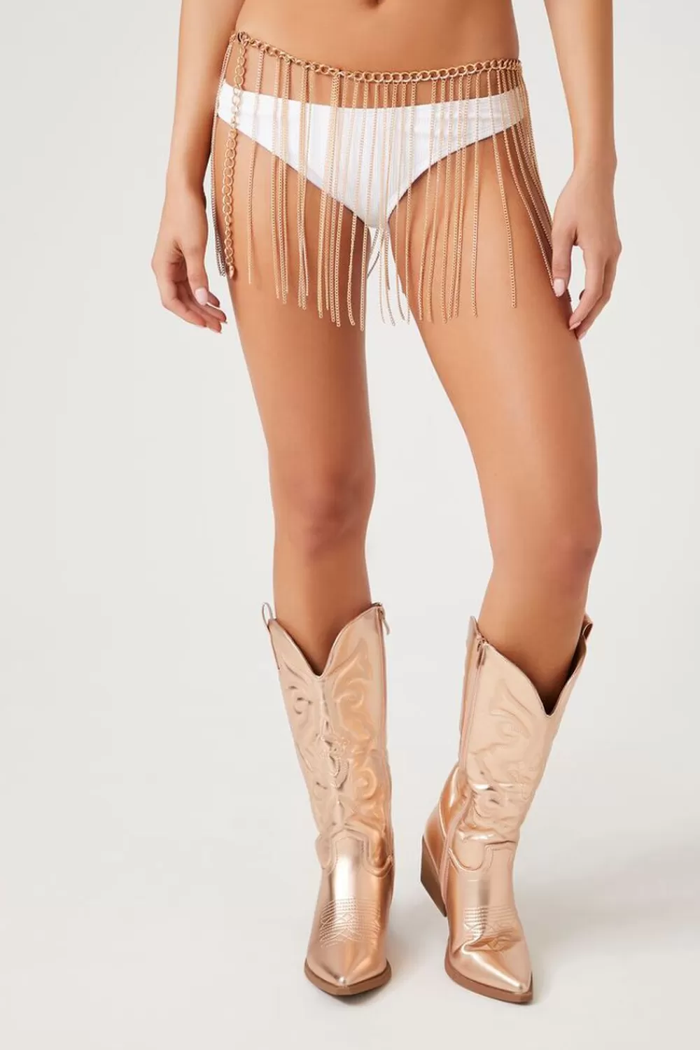Belts>Forever 21 Chain-Fringe Belly Chain Gold