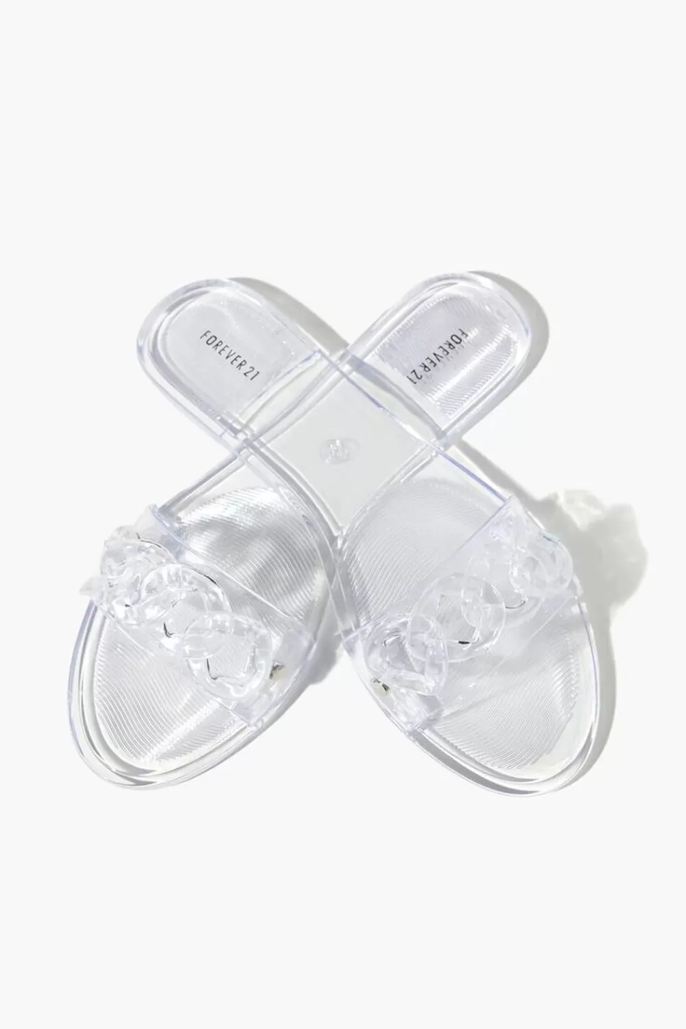 Swimwear>Forever 21 Chain-Strap Sandals Clear