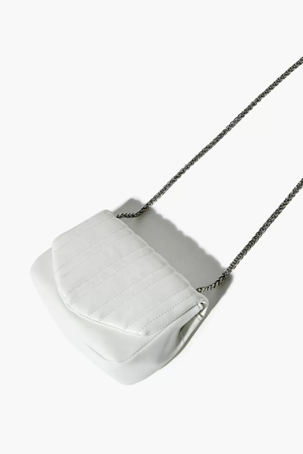 Bags + Backpacks>Forever 21 Channel-Stitch Quilted Crossbody Bag White