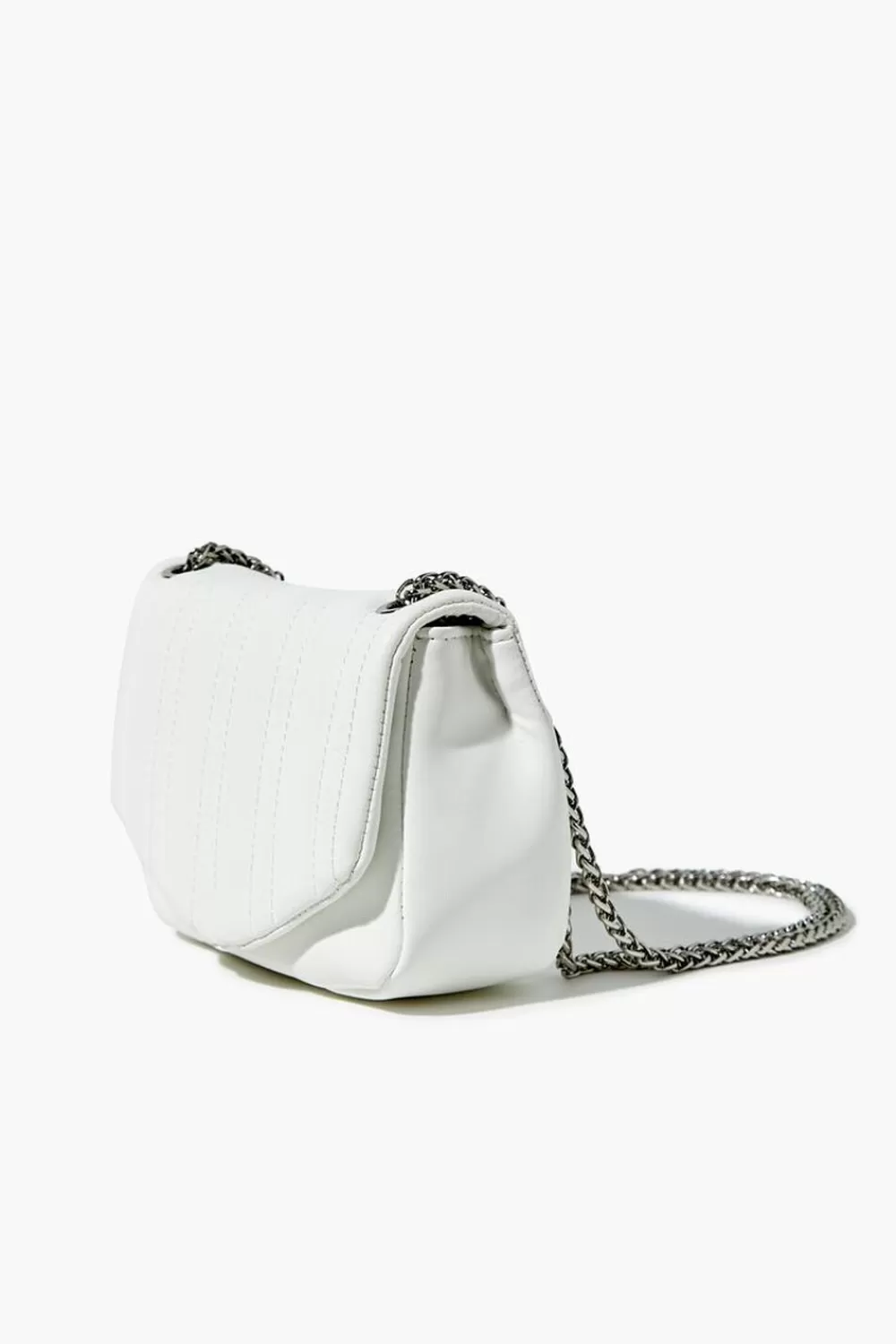 Bags + Backpacks>Forever 21 Channel-Stitch Quilted Crossbody Bag White