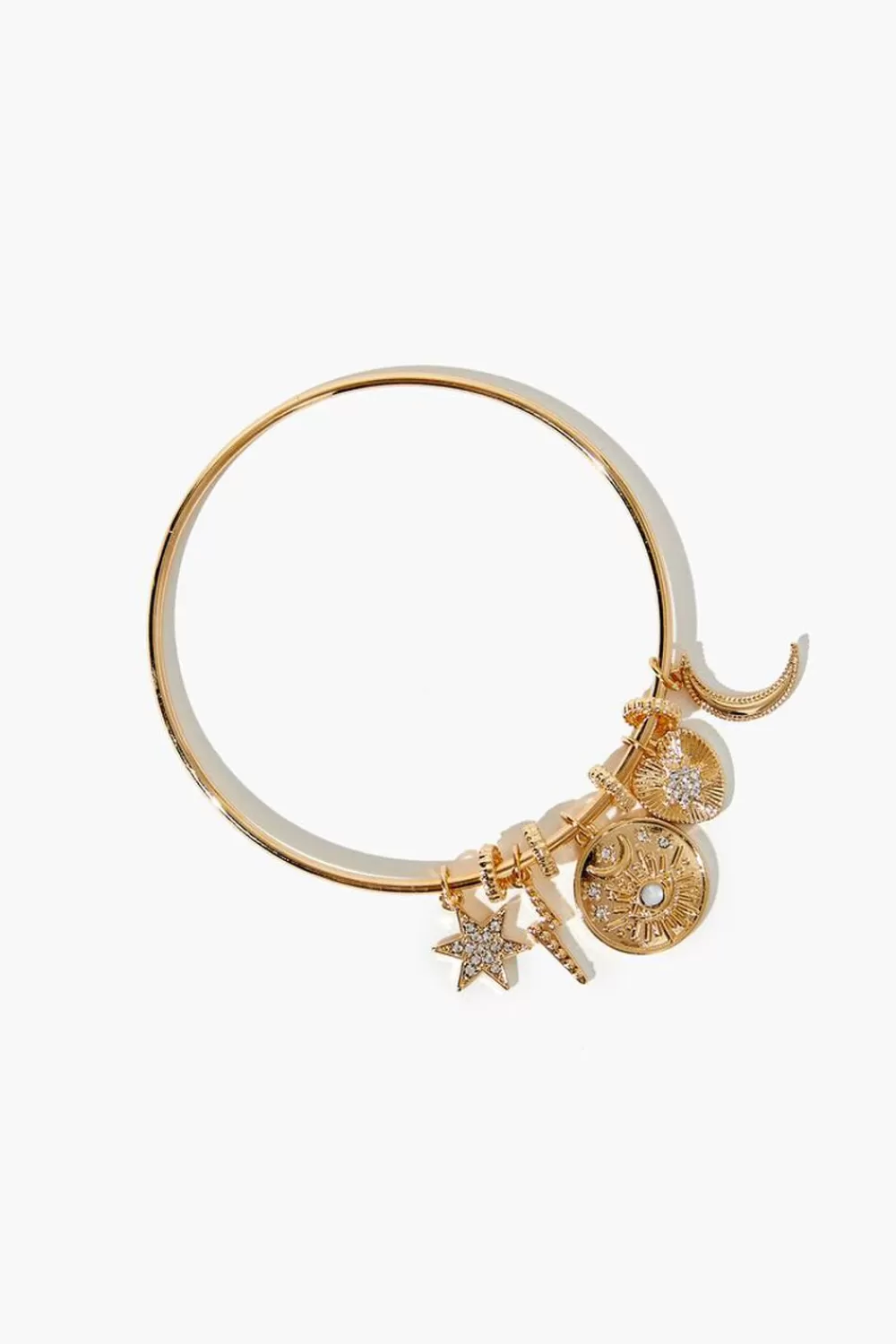 Bracelets>Forever 21 Charm Bangle Bracelet Gold