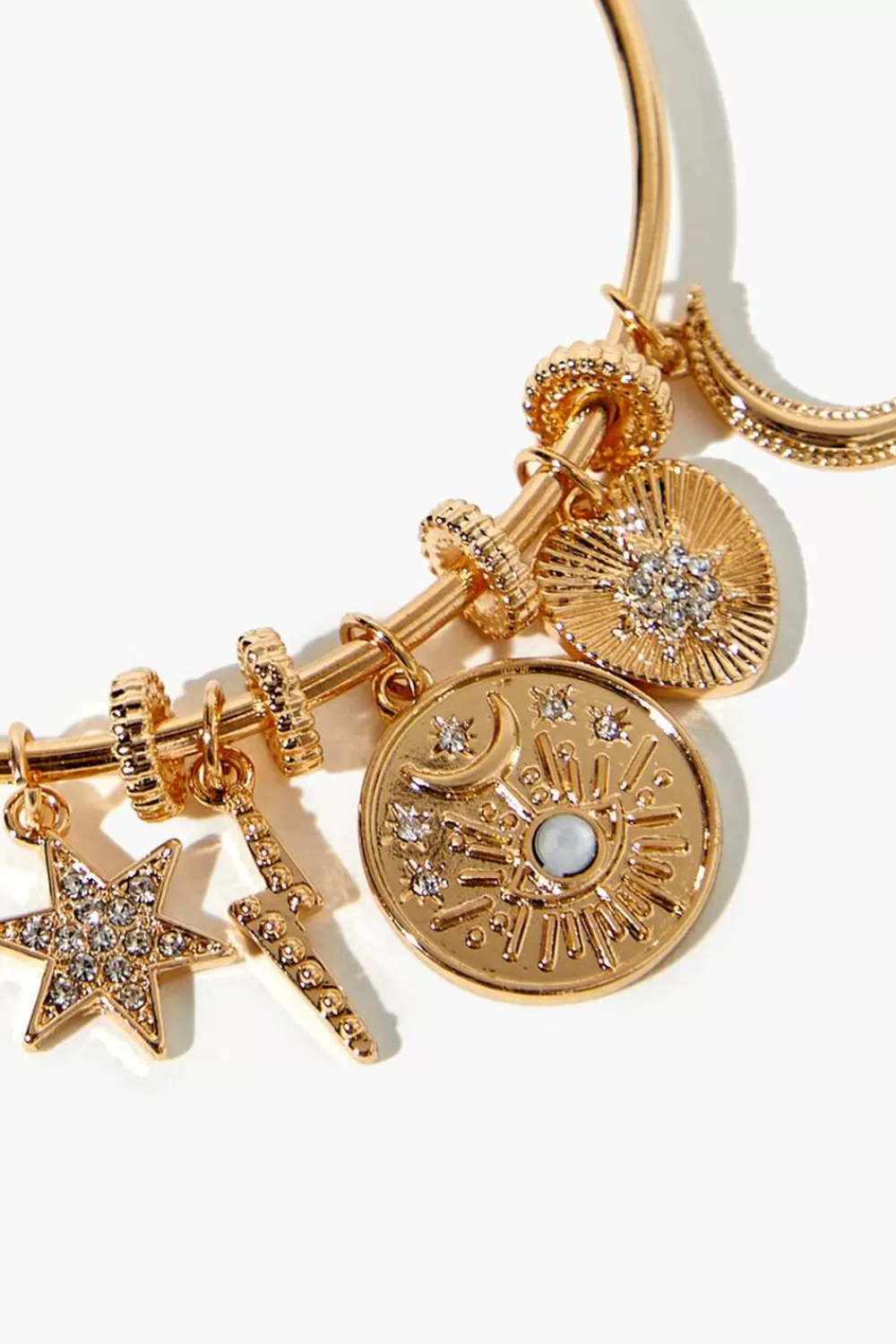 Bracelets>Forever 21 Charm Bangle Bracelet Gold