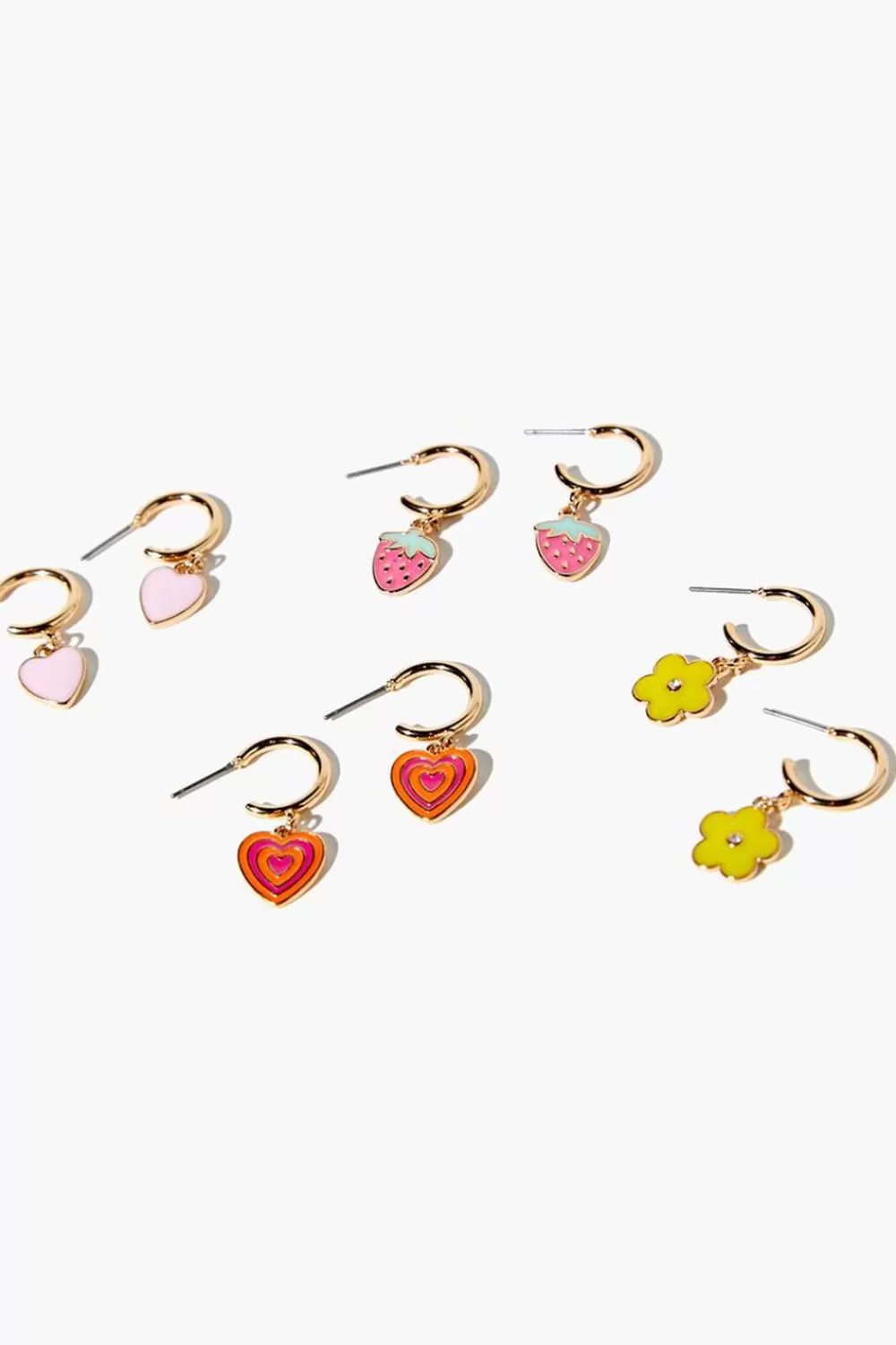 Earrings>Forever 21 Charm Hoop Earring Set Pink/Gold