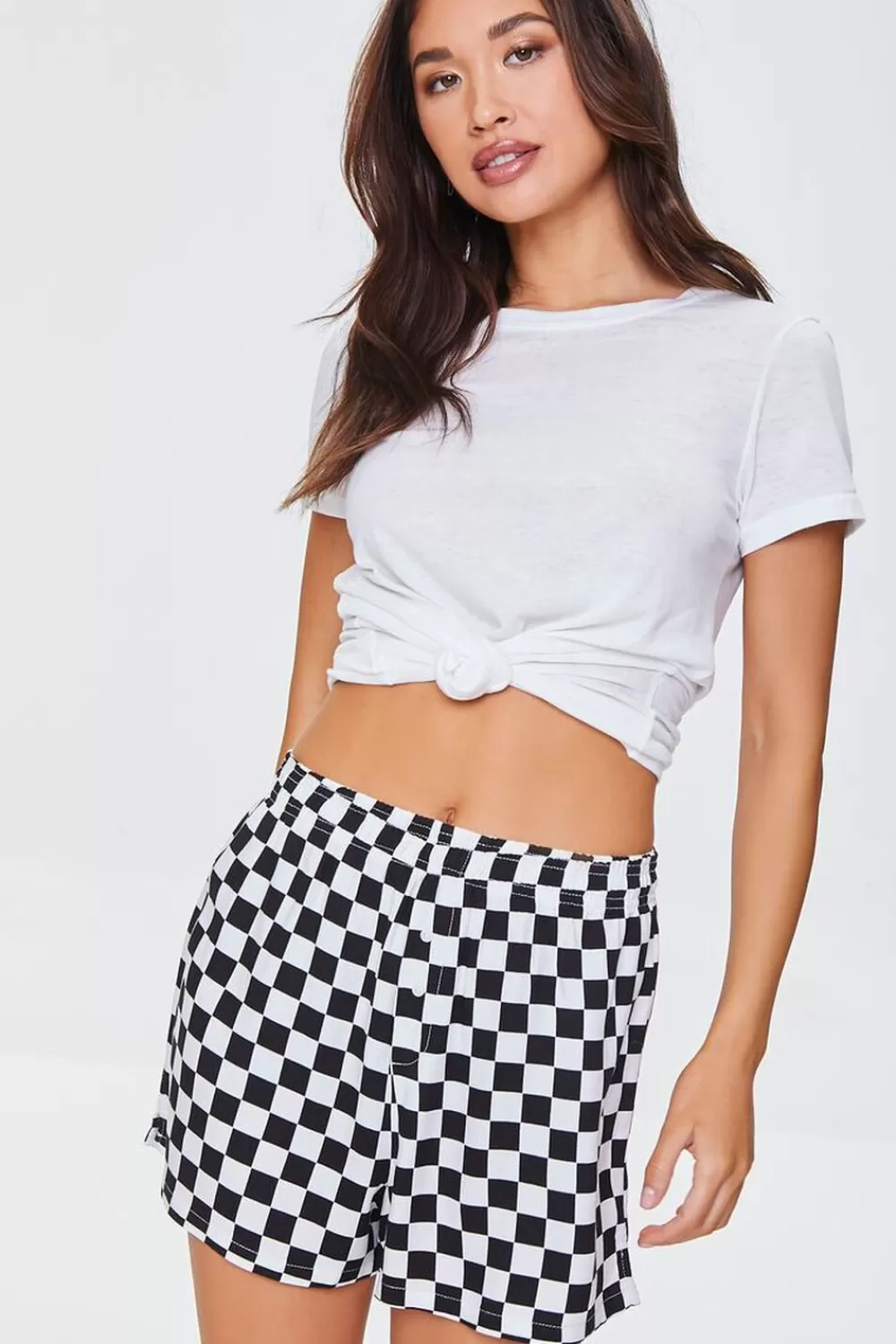 Bottoms>Forever 21 Checkered Boxer Shorts White/Black