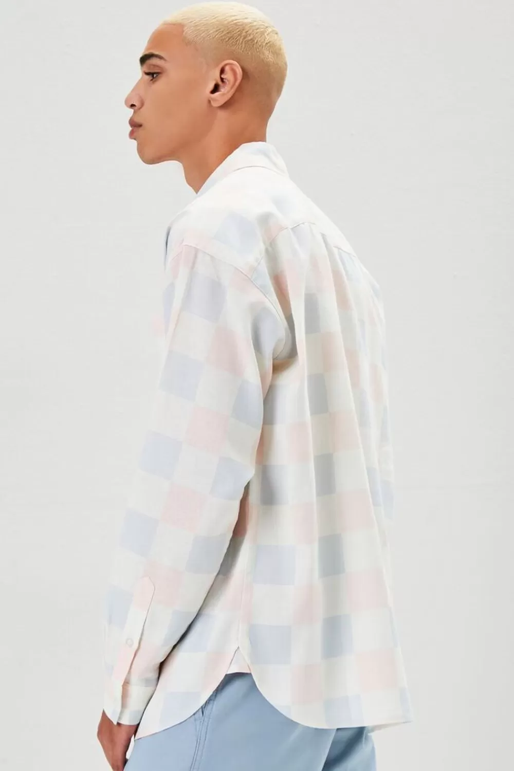 Shirts>Forever 21 Checkered Button-Front Shirt Pink/Multi