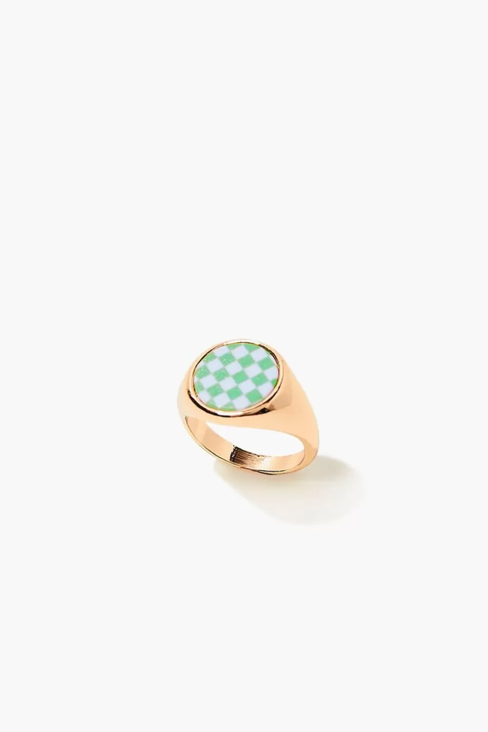 Rings>Forever 21 Checkered Cocktail Ring Gold/Green